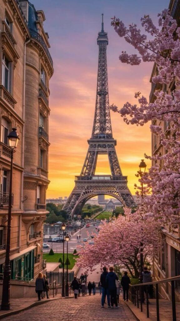 Charming Paris Street with cafés and historic buildings