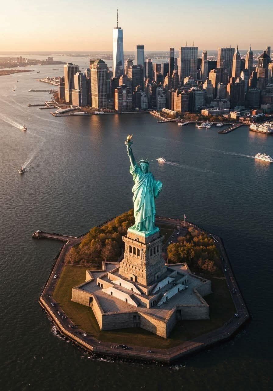 Statue of Liberty landmark in New York Harbor