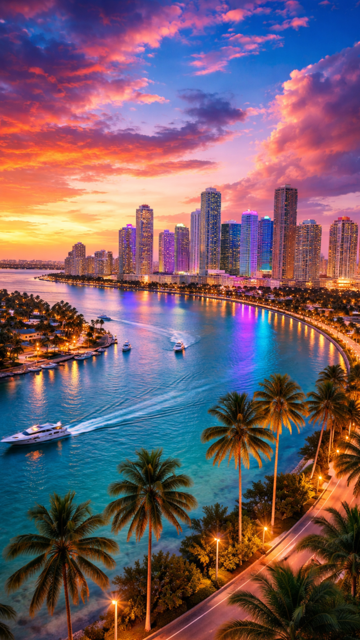 Miami skylines view mid-day