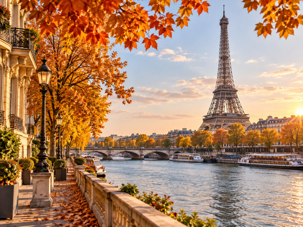Paris France in autumn with Eiffel Tower and fall foliage – best destinations to visit in 2026.