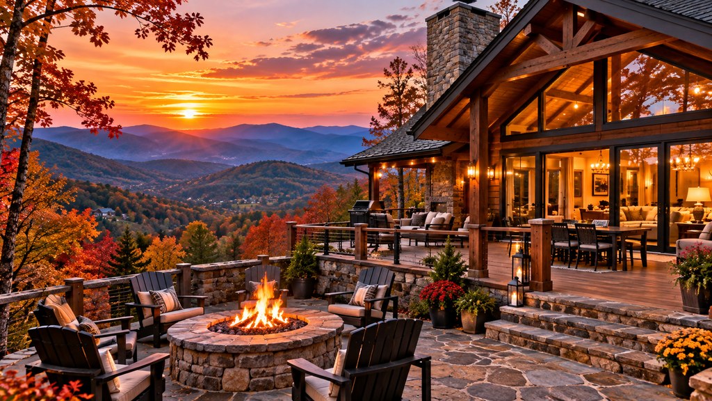 Scenic fall view of Asheville, North Carolina with colorful autumn foliage, mountain landscapes, and the Blue Ridge Parkway.